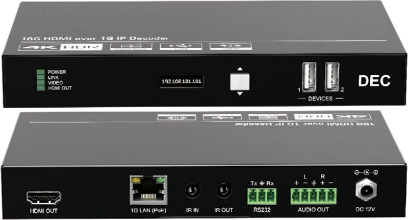 IPS500D  :::   เครื่องถอดรหัสสัญญาณ HDMI บนเครือข่ายอีเทอร์เน็ต 1Gbps.