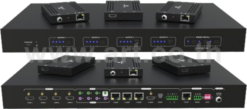 MUH44E-H2 KIT  :::  เครื่องสลับสัญญาณ HDMI เป็น HDBaseT แบบ 4x4 พร้อมถอดเสียงเป็นอนาล็อก รองรับ 4K