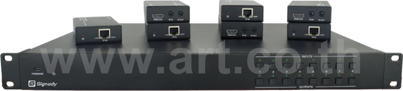 MUH88E  :::  เครื่องสลับสัญญาณ HDMI 8 ช่อง เป็น HDBaseT 7 ช่อง และ HDMI 1 ช่อง พร้อมถอดเสียงเป็นอนาล็อก และ ดิจิตอล รองรับ 4K