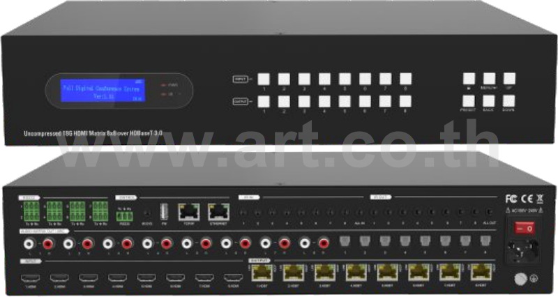 MUH88T-H3  :::  เครื่องสลับสัญญาณ HDMI เป็น HDBaseT-HDMI แบบ 8x8