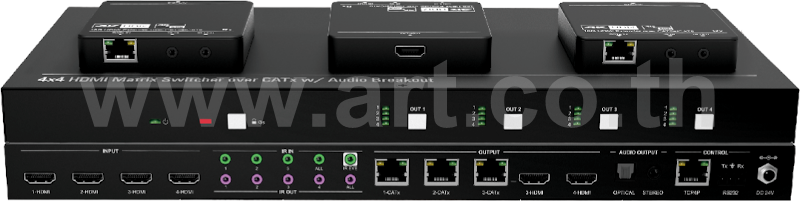 NPG-MX44E-H2 KIT  :::  เครื่องสลับสัญญาณแบบ Matrix เข้า 4HDMI ออก 3CATx พร้อมเครื่องรับ และ 2HDMI